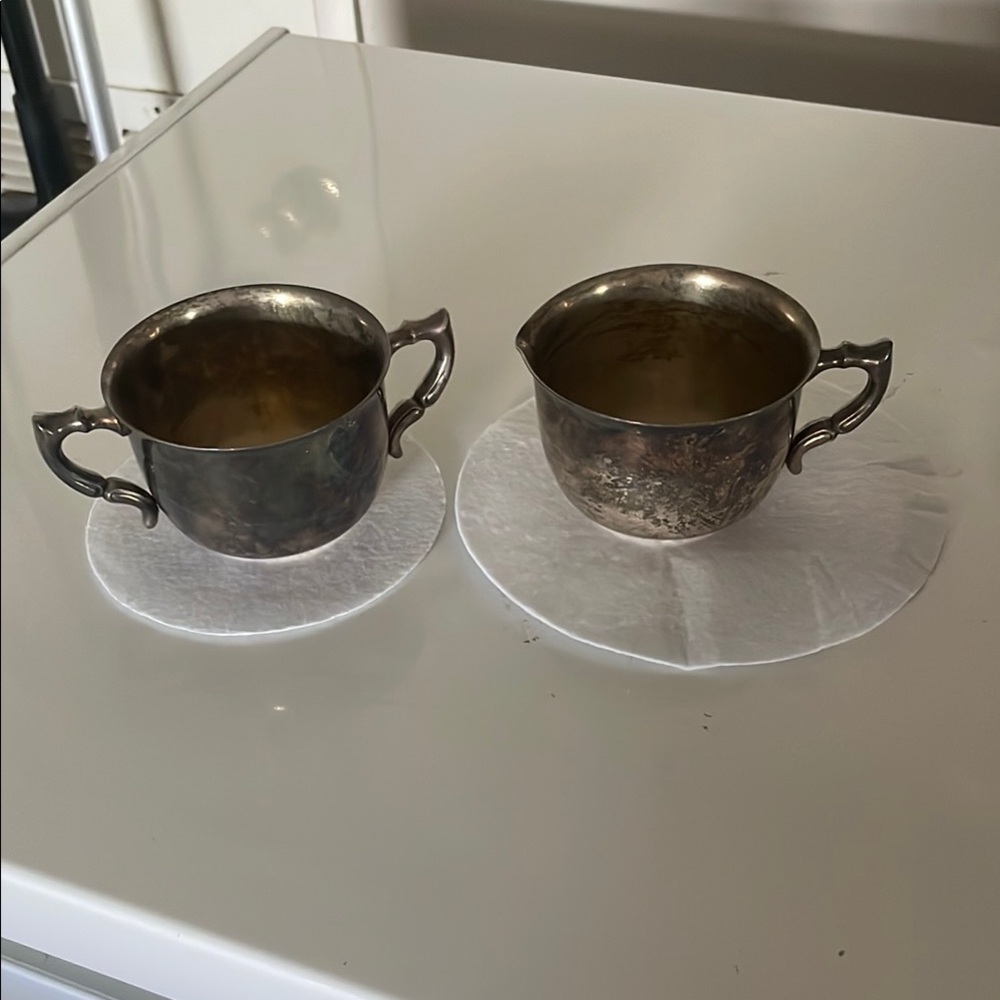 Vintage Poole Silver Company Creamer and Sugar Bowl Set